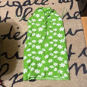 La Hearts Green and White Floral Halter Dress